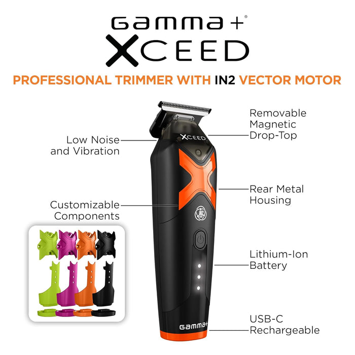 Gamma+ XCeed Professional Hair Trimmer with IN2 Vector Motor Model #ZY-GP418B, UPC: 810069133942