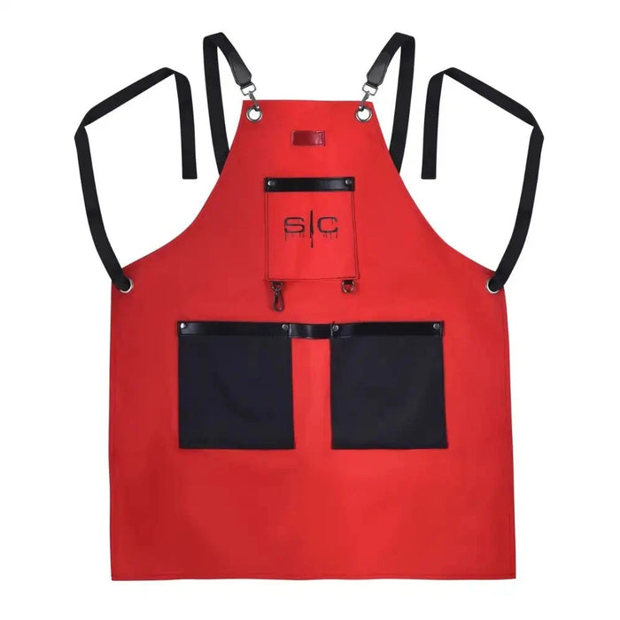 Stylecraft Heavy Weight Waterproof Barber Or Salon Hair Cutting Apron -Red/Black Model #ZZ-SC315R, UPC: 810069132099