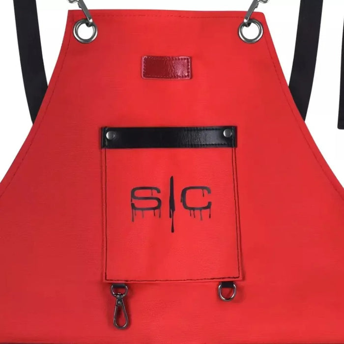 Stylecraft Heavy Weight Waterproof Barber Or Salon Hair Cutting Apron -Red/Black Model #ZZ-SC315R, UPC: 810069132099