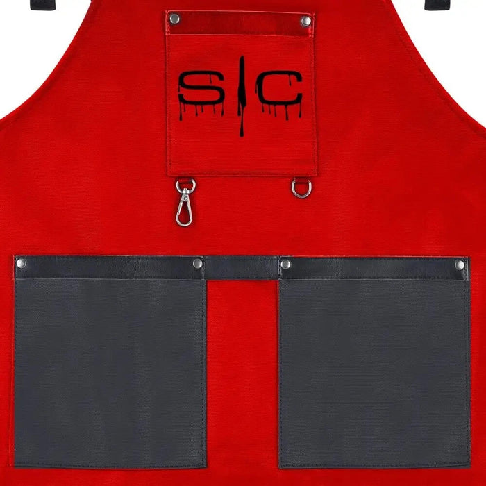 Stylecraft Heavy Weight Waterproof Barber Or Salon Hair Cutting Apron -Red/Black Model #ZZ-SC315R, UPC: 810069132099