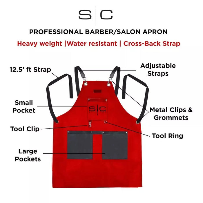 Stylecraft Heavy Weight Waterproof Barber Or Salon Hair Cutting Apron -Red/Black Model #ZZ-SC315R, UPC: 810069132099