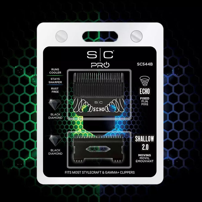 StyleCraft Echo Fixed & Shallow 2.0 Moving Black Diamond Clipper Blade Model #ZZ-SC544B, UPC: 810069132914