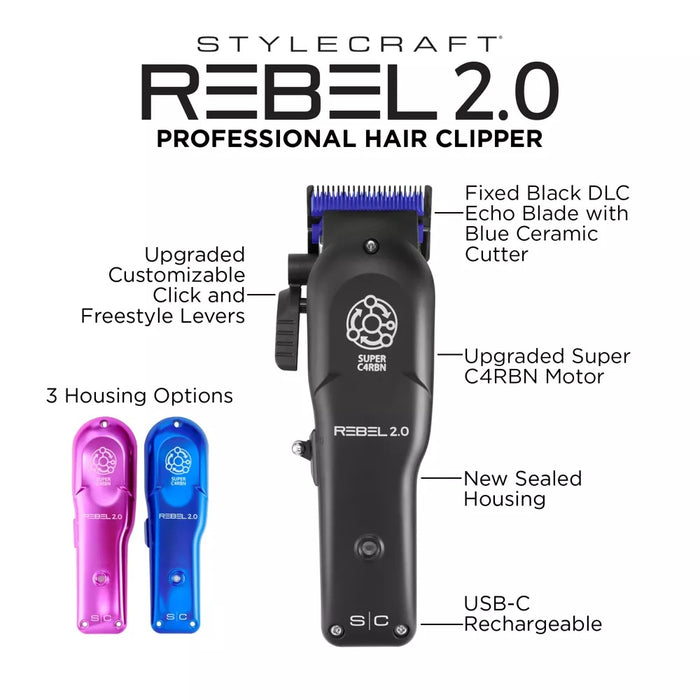 StyleCraft Professional Rebel 2.0 Clipper Model #ZZ-SC601M, UPC: 810069134499