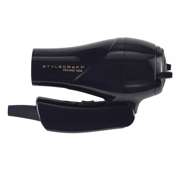 Stylecraft Peewee 1200 Folding Handle Dual Voltage Compact Travel Hair Dryer Model #SCPW1200, UPC: 852394008038