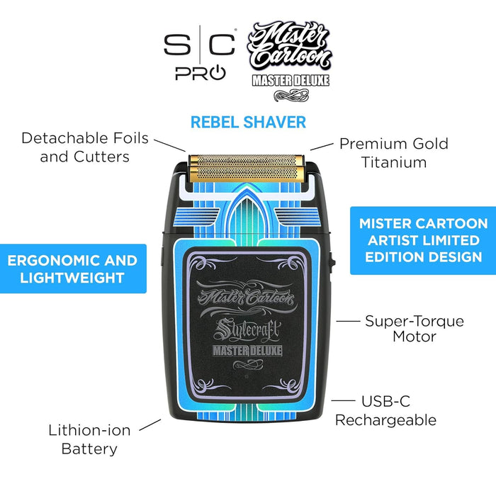 Stylecraft x Mister Cartoon Rebel Shaver - Limited Edition - Model #ZZ-SC809M, UPC: 810069133270