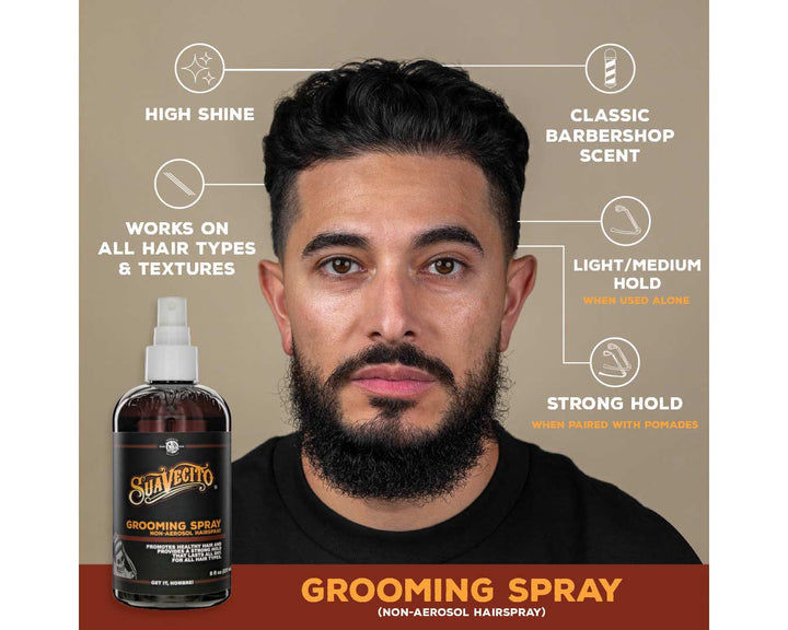 Suavecito Grooming Spray 8 fl oz. Model #42C-P004NN, UPC: 859896004032