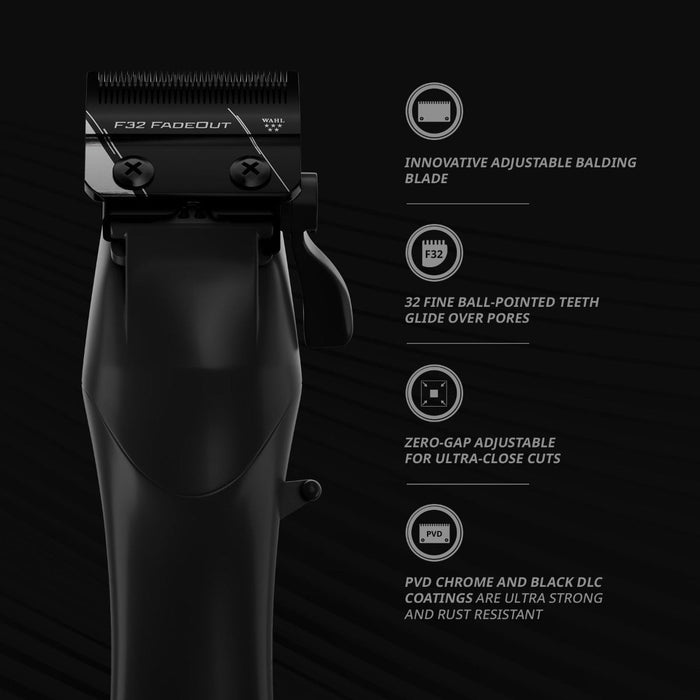 Wahl Vapor Cordless Clipper - Premium Hair Clipper with F32 FADEOUT Blade Model #WA-3026480, UPC: 043917021683