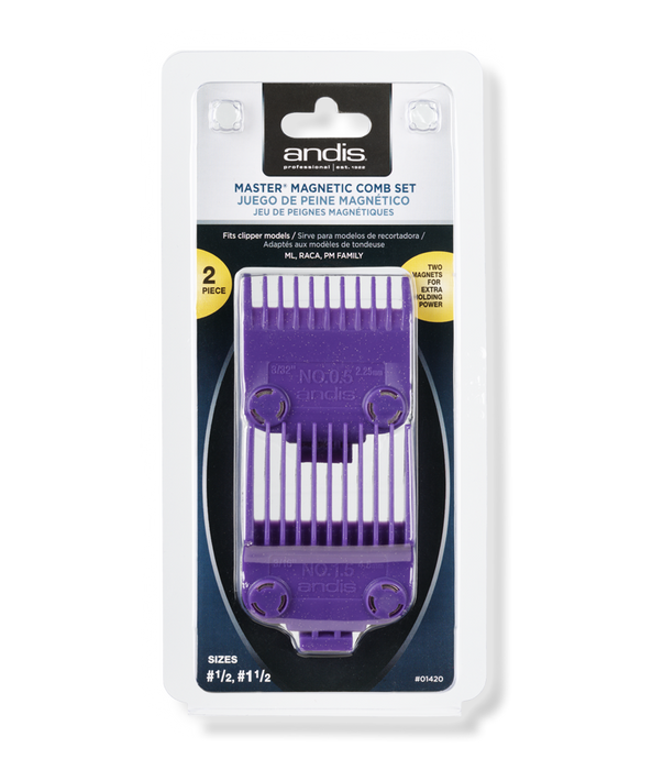 ANDIS Master Magnetic Comb Set 0.5 & 1.5 Model #AN-01420, UPC: 040102014208