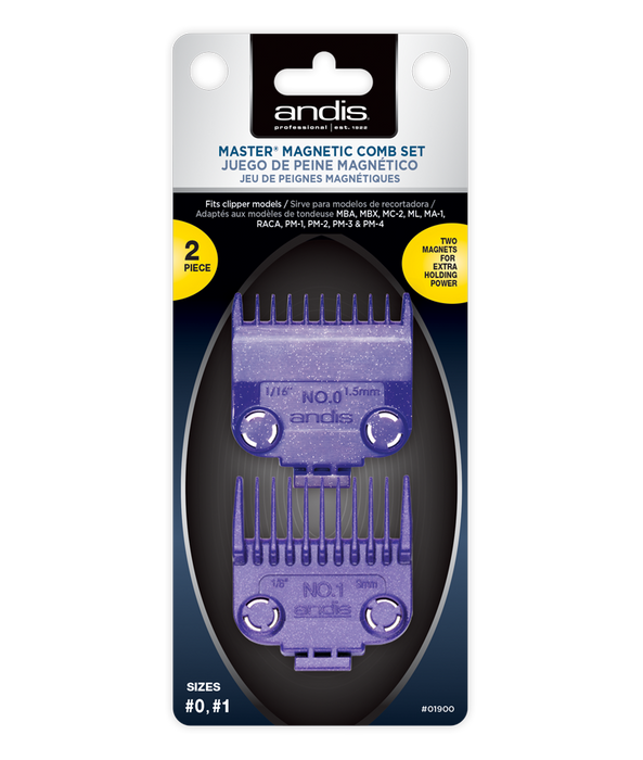 ANDIS Nano-Silver Magnetic Attachment 2-Combs, Sizes 1/16", 1/8" Model #AN-01900, UPC: 040102019005