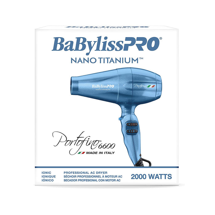 BABYLISS PRO Nano Titanium Portofino Full-Size Dryer (BLUE) Model #BB-BNTB6610N, UPC: 074108346650