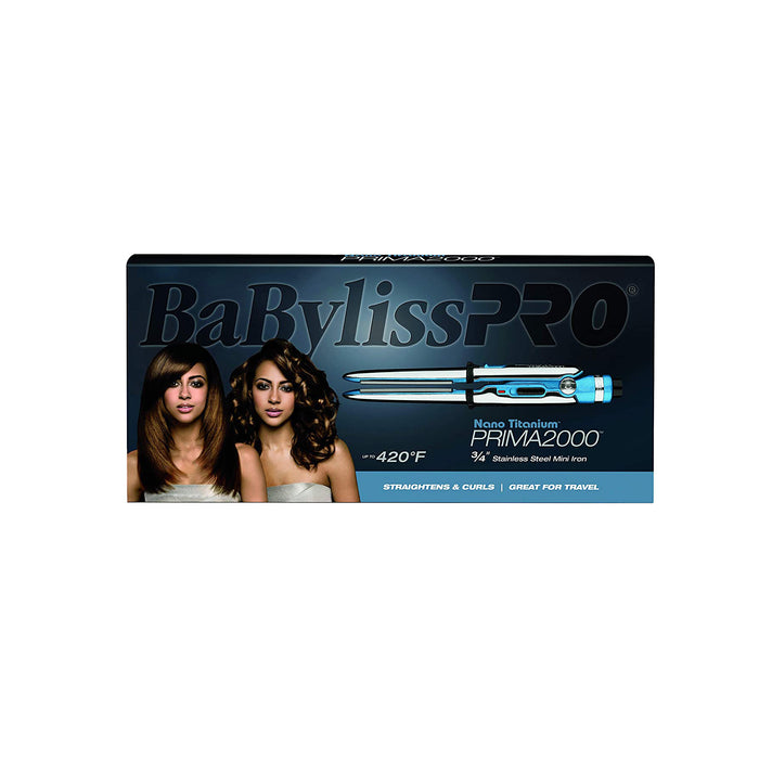 BABYLISS PRO Nano Titanium Prima2000 ¾" Stainless Steel Mini Iron Model #BB-BABSS2000UC, UPC: 074108383167