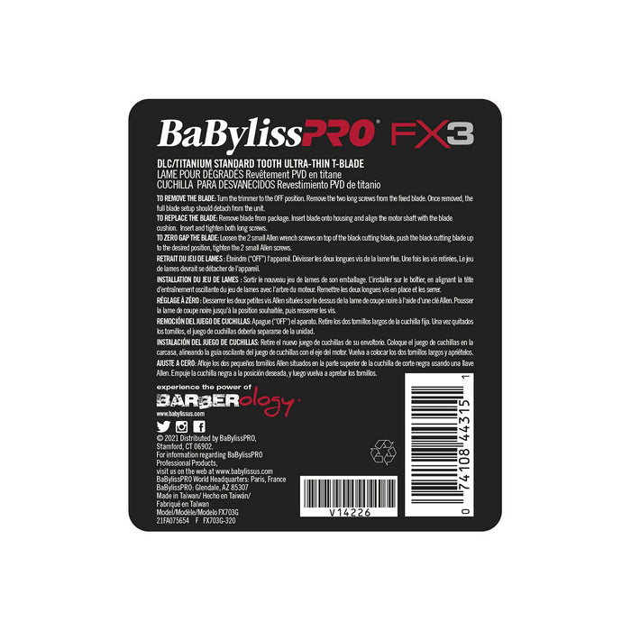 BABYLISS PRO Replacement Blade for FXX3T Trimmer Model #BB-FX703G, UPC: 074108443151