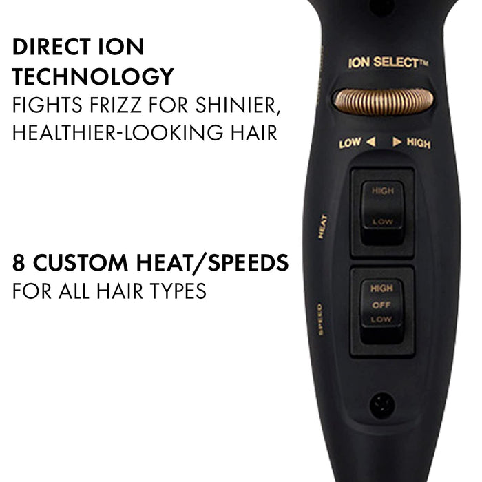 HOT TOOLS Black Gold Turbo Ionic Salon Dryer Model #HO-HT7017BG, UPC: 078729170175