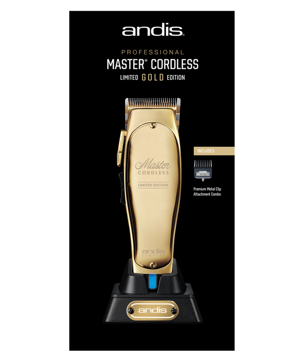 ANDIS Master Cordless Lithium Ion Adjustable Blade Clipper Limited GOLD Edition Model #AN-12540, UPC: 040102125409