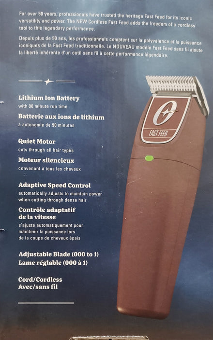 OSTER Cordless Fast Feed Clipper DUAL Voltage 110-220 Volts, Model #OS-76023-910-000, UPC: 053891156844