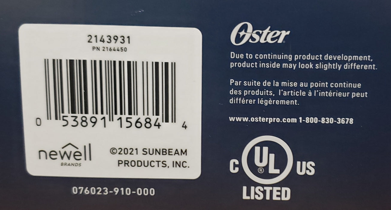OSTER Cordless Fast Feed Clipper DUAL Voltage 110-220 Volts, Model #OS-76023-910-000, UPC: 053891156844