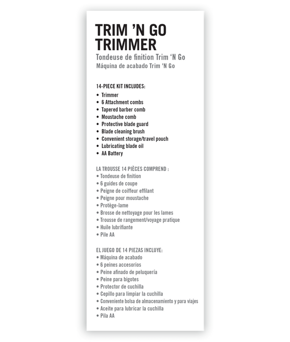 ANDIS Trim 'N Go Cordless Personal Trimmer Model #AN-24870, UPC: 040102248702