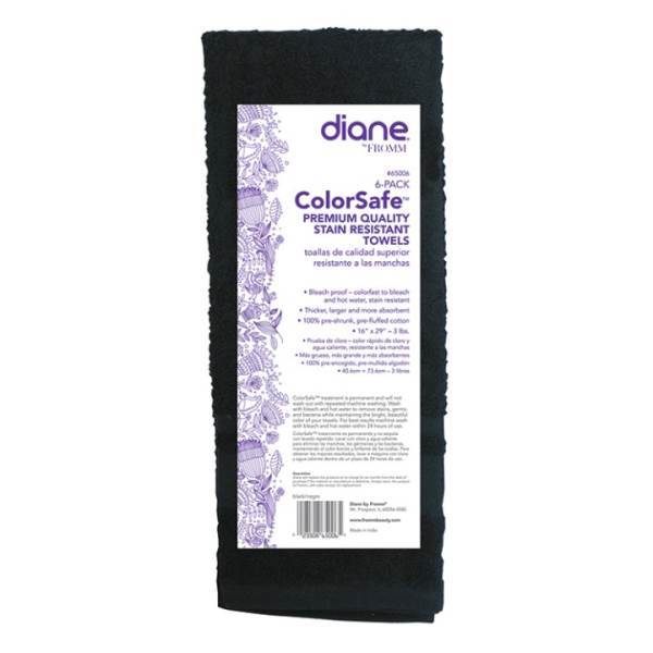 DIANE AN #65006 Colorsafe Towel Black 6 Pack Model #DI-65006, UPC: 023508650065