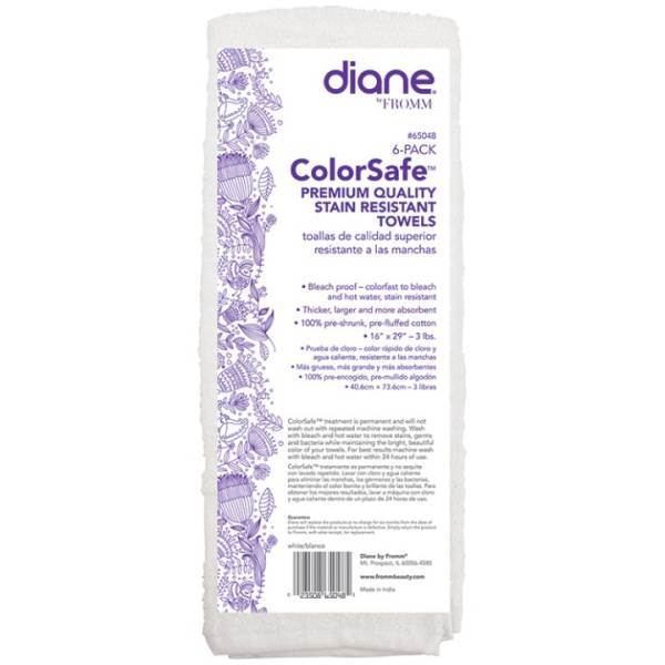 DIANE AN #65048 Colorsafe Towel White 6 Pack Model #DI-65048, UPC: 023508650485