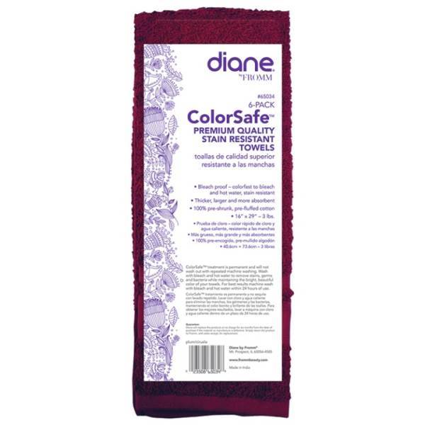 DIANE AN #65034 Colorsafe Towel Plum 6 Pack Model #DI-65034, UPC: 023508650348