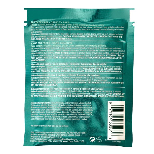 HASK Tea Tree Oil & Rosemary Hair & Scalp Treatment Mask, 1.75 Oz Model #HK-33201H, UPC: 071164332016