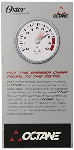 Oster Professional Octane Cordless Clipper Detachable Blade DUAL Voltage Model #076550-100-001, UPC: 034264449343