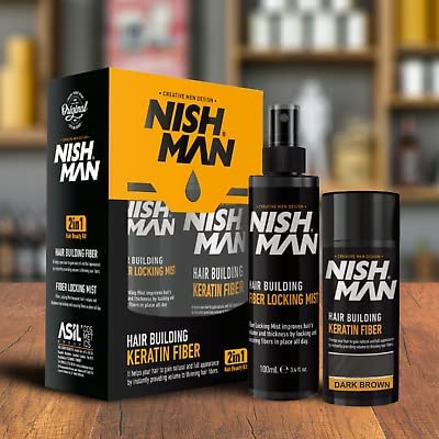 Nishman Hair Building Keratin Fiber + Locking Mist Set