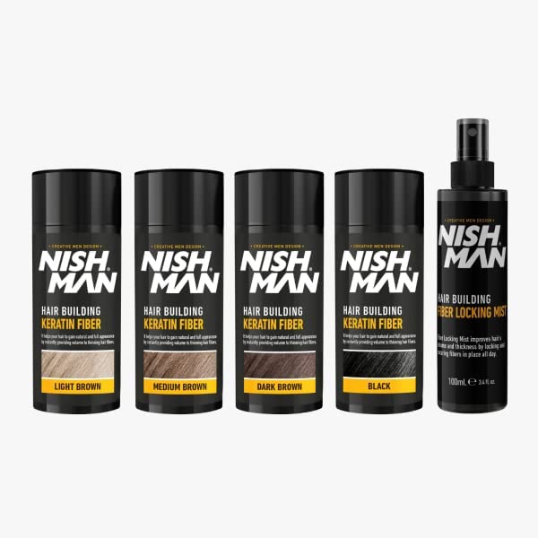 Nishman Hair Building Keratin Fiber + Locking Mist Set