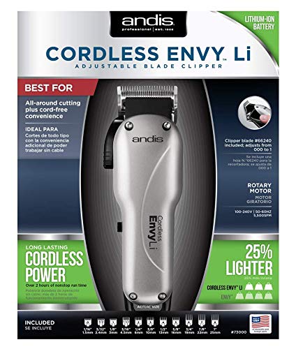 ANDIS Envy Cordless Lithium Ion Adjustable Blade Clipper 110-220 Volts Model #AN-73000, UPC: 040102730009