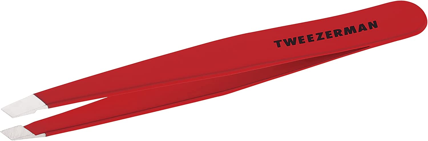 TWEEZERMAN Slant Tip Red Enamel Tweezer Model #ZW-1230-RP, UPC: 038097001150