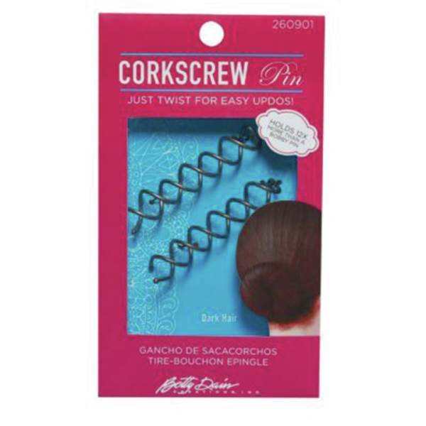 BETTY DAIN Corkscrew Pin Dark Hair Model #BD-146, UPC: 013534990464
