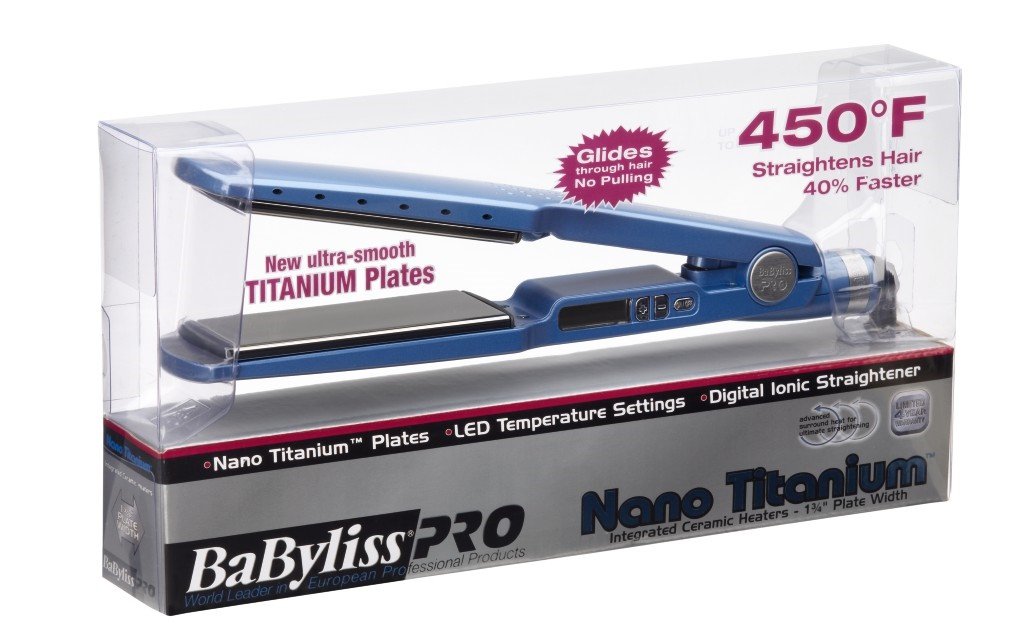 BaByliss PRO Nano Titanium-Plated Ionic Straightening Iron, 1.75 inch Model #BB-BNT4094TUC/BABNT2094TN, UPC: 074108447005