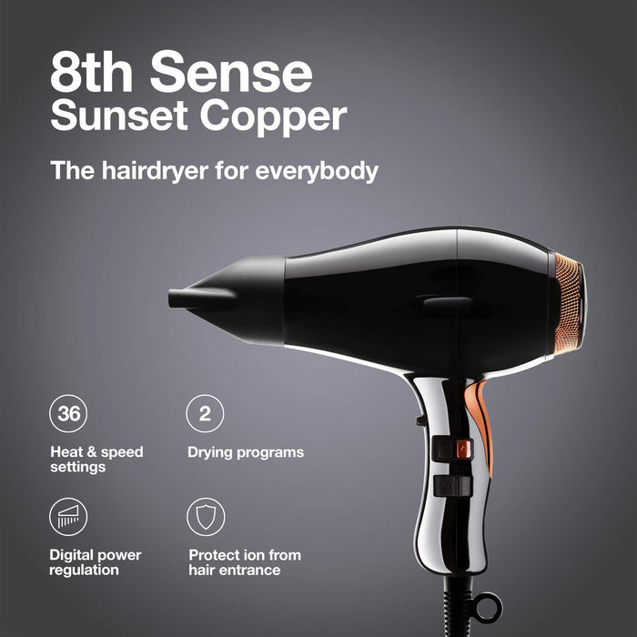 ELCHIM 8th Sense Sunset Copper Hair Dryer - Black Model #EL-2527D0202, UPC: 836793003238