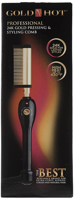 Gold N Hot Professional Styling Comb with Mtr (Multi-Temp Regulator) 200F - 430F Model #GO-GH299, UPC: 810667012335