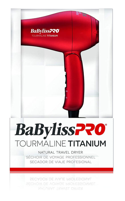 BABYLISS PRO TT Tourmaline Titanium Travel Dryer 110-220 Volts 1000 Watts Model #BB-BABTT053T, UPC: 074108237767
