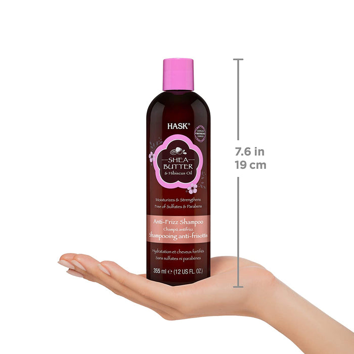 HASK Shea Butter & Hibiscus Oil Anti-Frizz Shampoo Model #HK-30113H, UPC: 071164301135