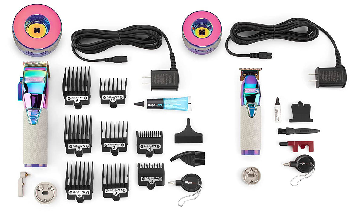BaByliss PRO LimitedFX Boost+ Collection with Clipper, Trimmer & Charging Base Set - Iridescent Model #FXHOLPKCTB-I, UPC: 074108459664