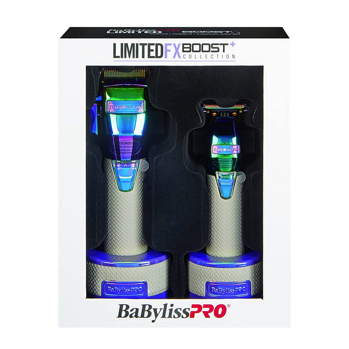 BaByliss PRO LimitedFX Boost+ Collection with Clipper, Trimmer & Charging Base Set - Iridescent Model #FXHOLPKCTB-I, UPC: 074108459664