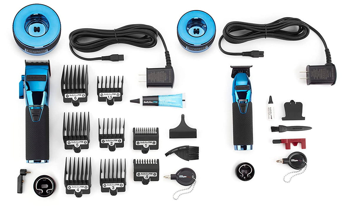 BaByliss PRO LimitedFX Boost+ Collection with Clipper, Trimmer & Charging Base Set - Blue Chrome Model #FXHOLPKCTB-BC, UPC: 074108459732
