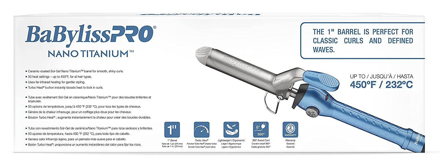 BaByliss PRO Nano Titanium 1" Spring Curling Iron Model #BB-BABNT100S, UPC: 074108237835