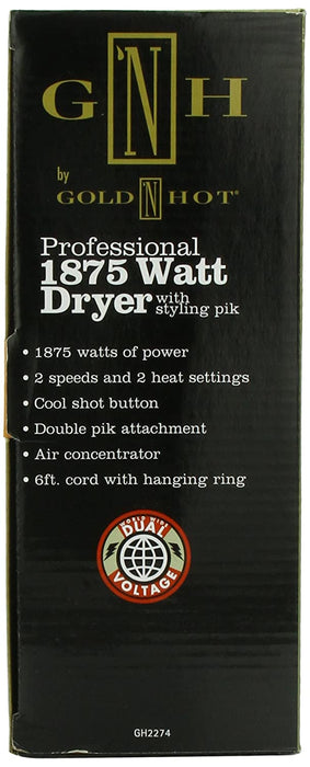 Gold 'N Hot Professional 1875-Watt Dryer with Styling Pik Model #GO-GH2274, UPC: 810667015763