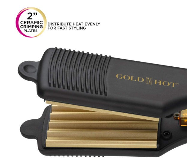 GOLD 'N HOT Professional Ceramic Crimping Iron, 2 Inch Model #GO-GH3013, UPC: 810667017903