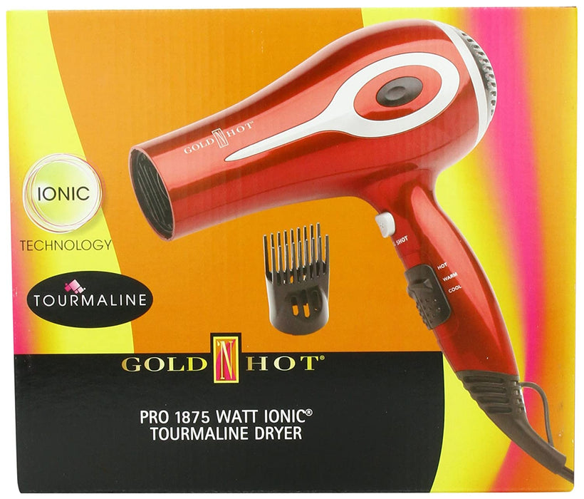 GOLD 'N HOT 1875-Watt Professional Ionic Tourmaline Dryer Model #GO-GH3213, UPC: 810667018856