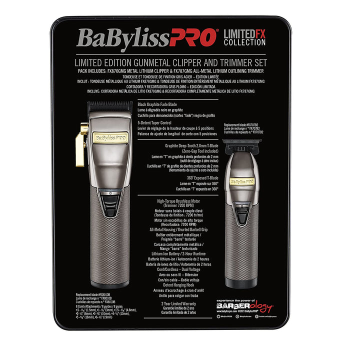 Babyliss FX3 Limited Edition Gunmetal Clipper and Trimmer Duo Kit #FXHOLPK2GMG, UPC: 074108443939