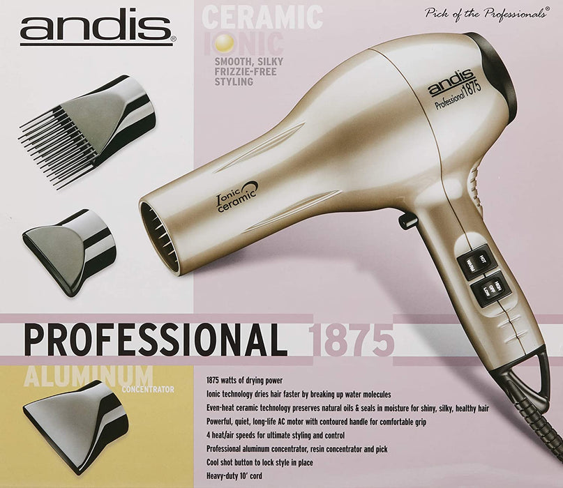 ANDIS Platinum Ceramic/Ionic Dryer - 1875 Watts Model #AN-82310, UPC: 040102823107