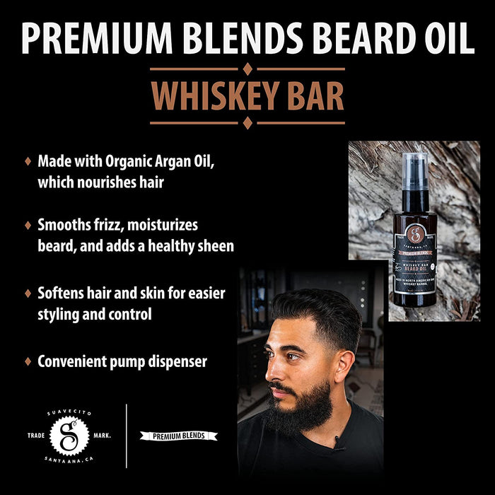Suavecito Premium Blends Whiskey Bar Beard Oil, 1 oz Model #42C-P233NN, UPC: 700645599623