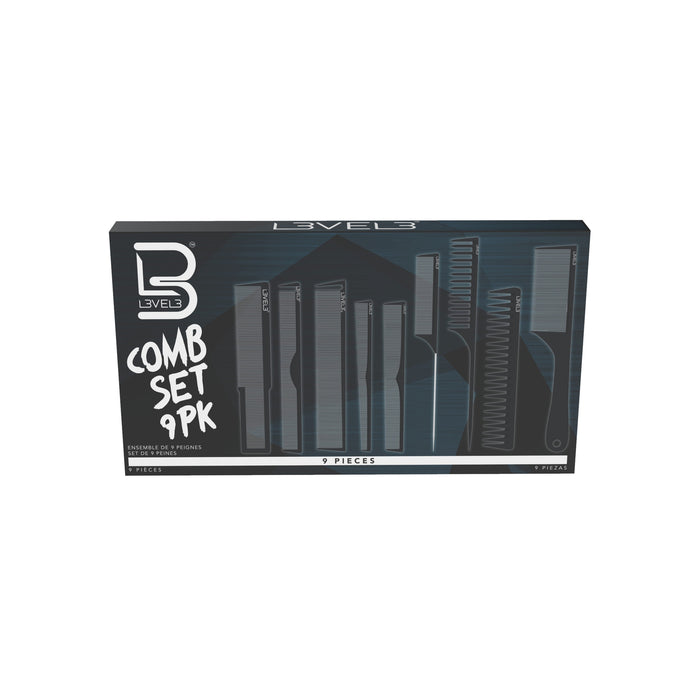 L3VEL3 Hair Comb Set - 9 Pc Model #L3-CFC016, UPC: 850016995414