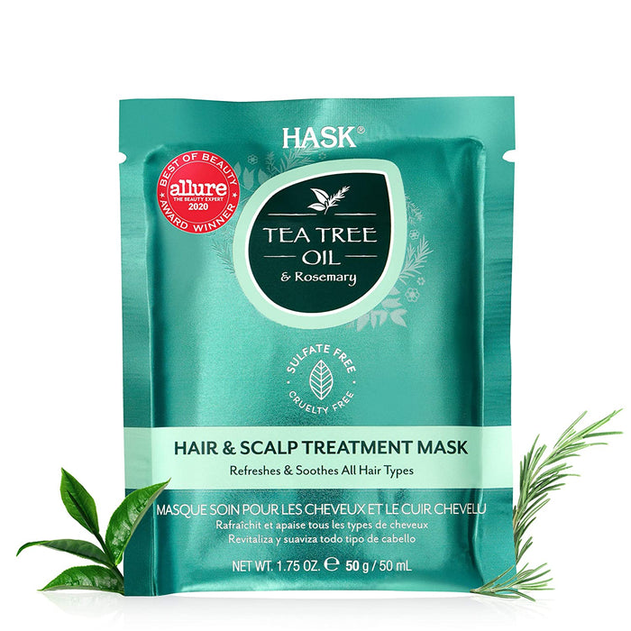 HASK Tea Tree Oil & Rosemary Hair & Scalp Treatment Mask, 1.75 Oz Model #HK-33201H, UPC: 071164332016