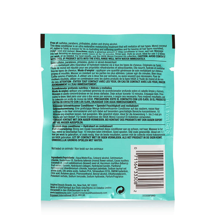 HASK Monoi Coconut Oil Nourishing Deep Conditioning Treatment Packet 1.75 Oz Model #HK-33308, UPC: 071164333082