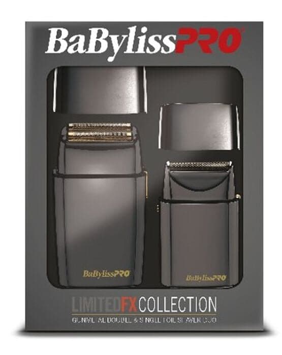 BaByliss PRO LimitedFX Collection Gunmetal Double & Single Foil Shaver Duo Model #BB-FXFSHOLPK2GMG, UPC: 074108443991